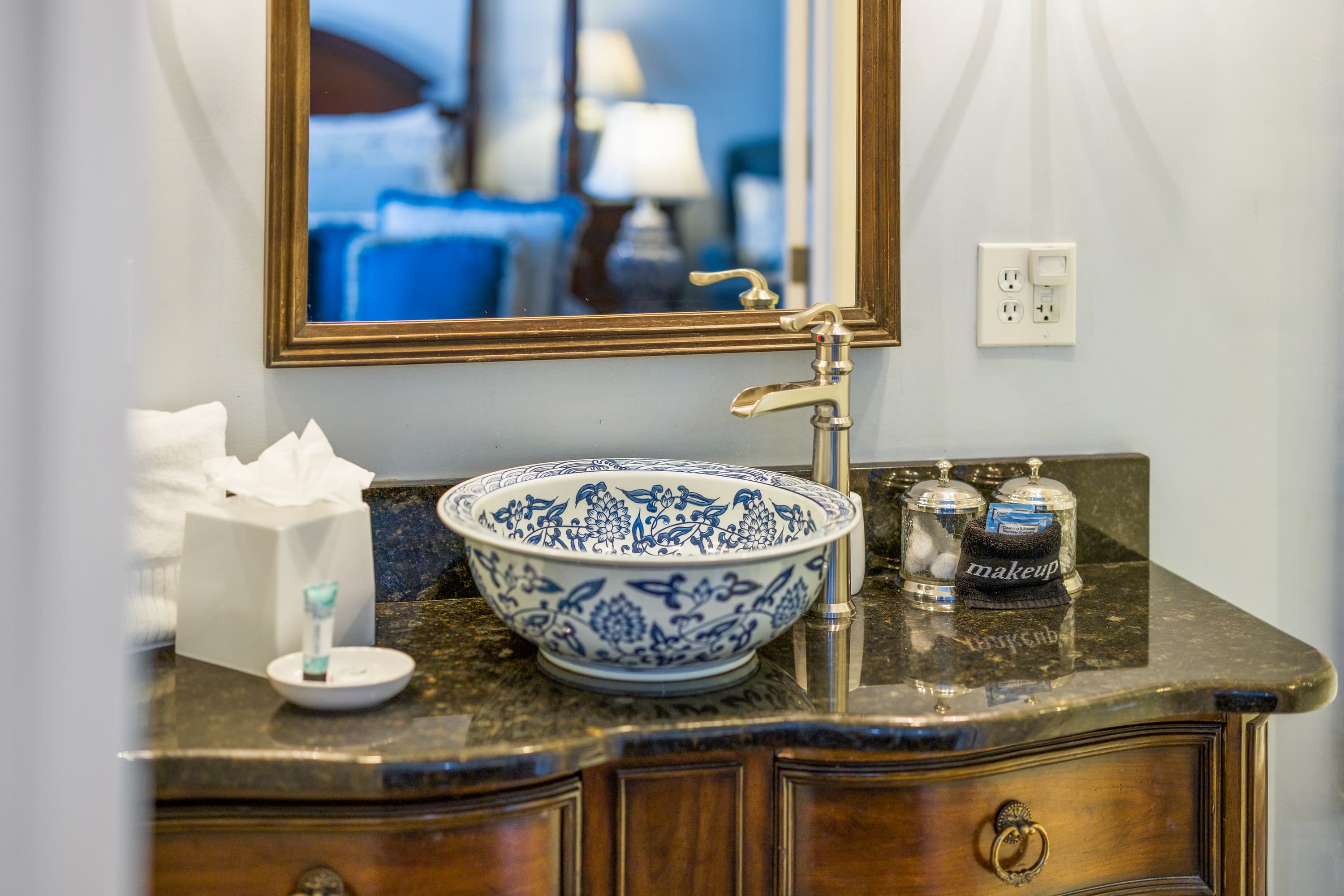blue porcelain sink