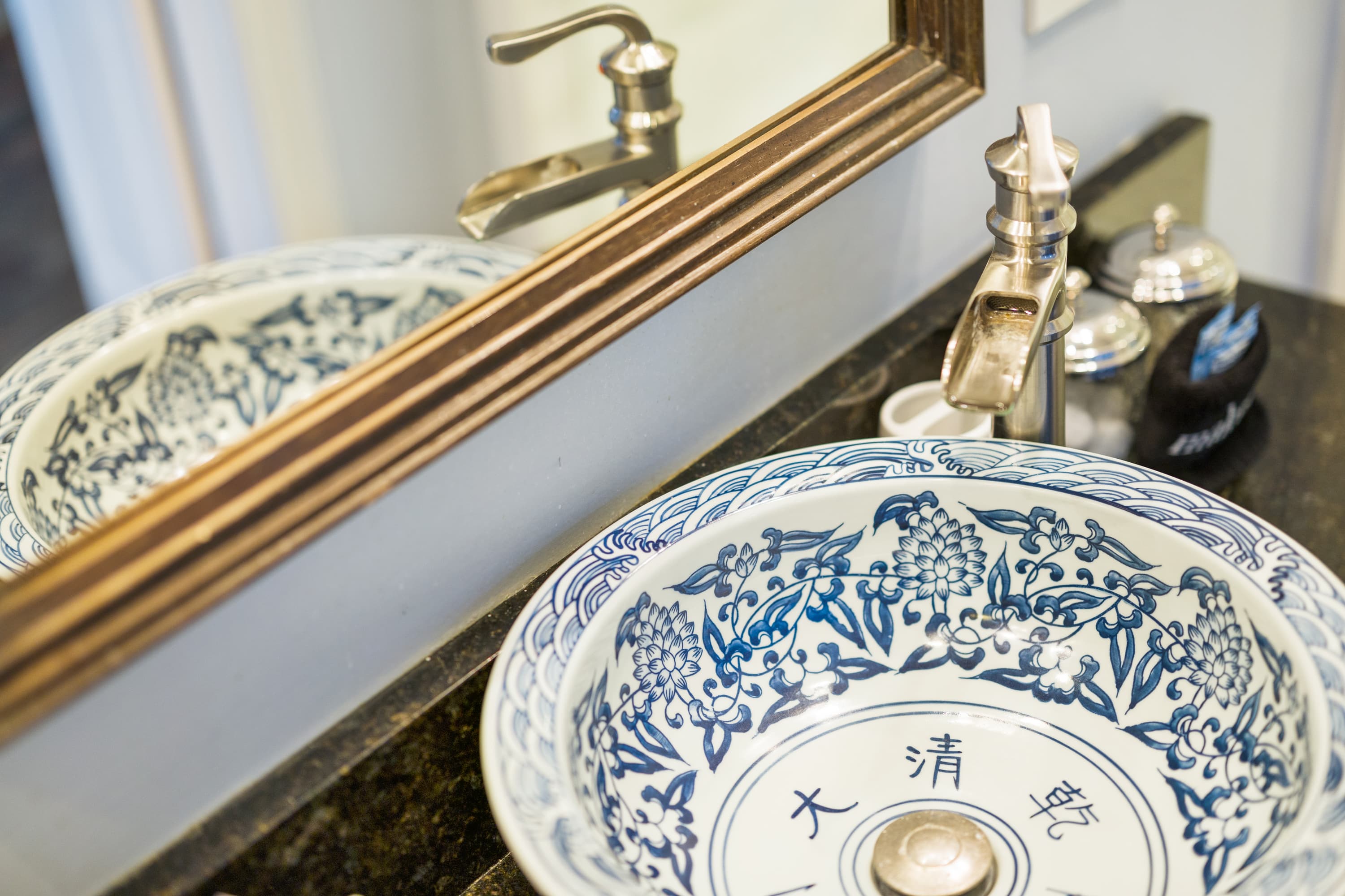 blue porcelain sink