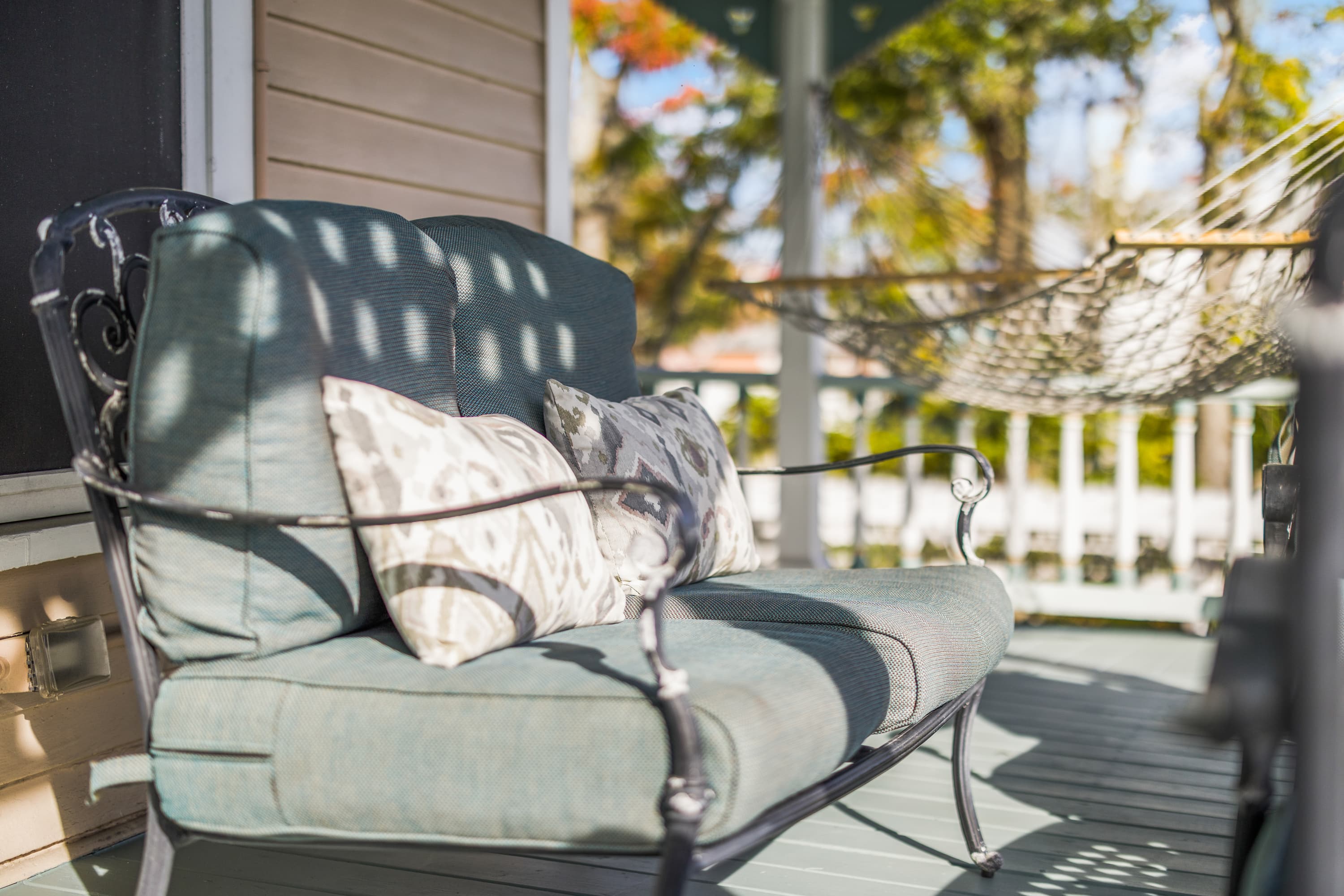 sitting bench on porch