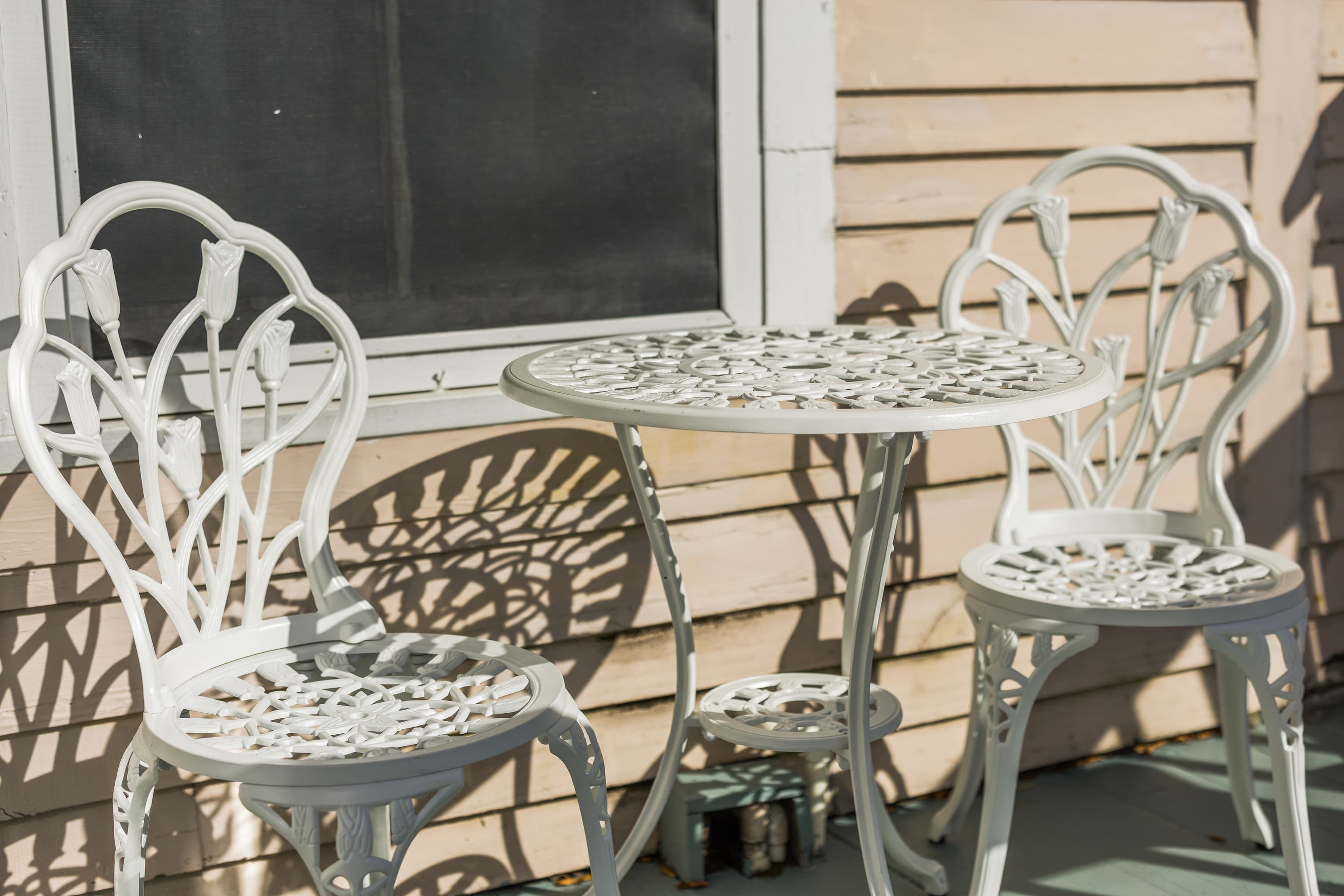 wrought iron white patio furniture for two
